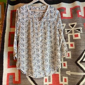 Beautiful Lucky Brand sheer floral peasant blouse